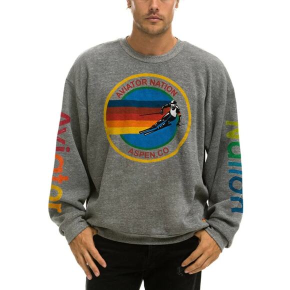 Aviator Nation NWOT Aspen Relaxed Crew Sweatshirt In Heather Grey Size XS - Picture 3 of 13